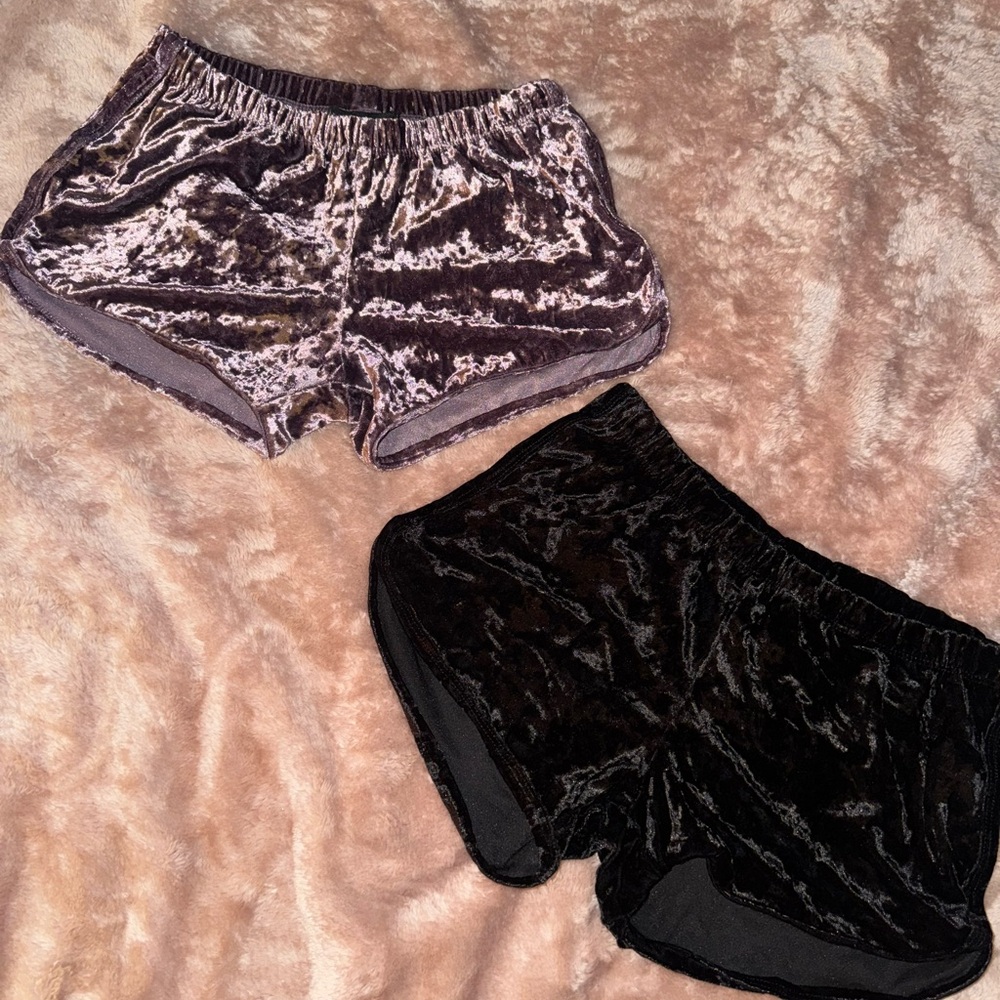 Velvet Women's Shorts Set - Black and Purple
